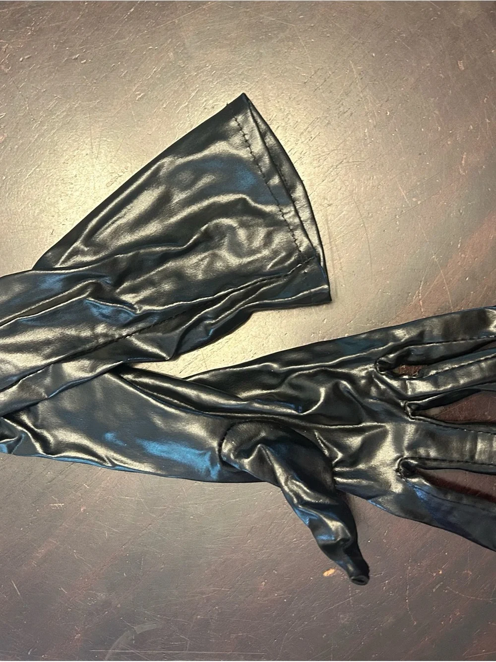Long Black Faux Leather Glove